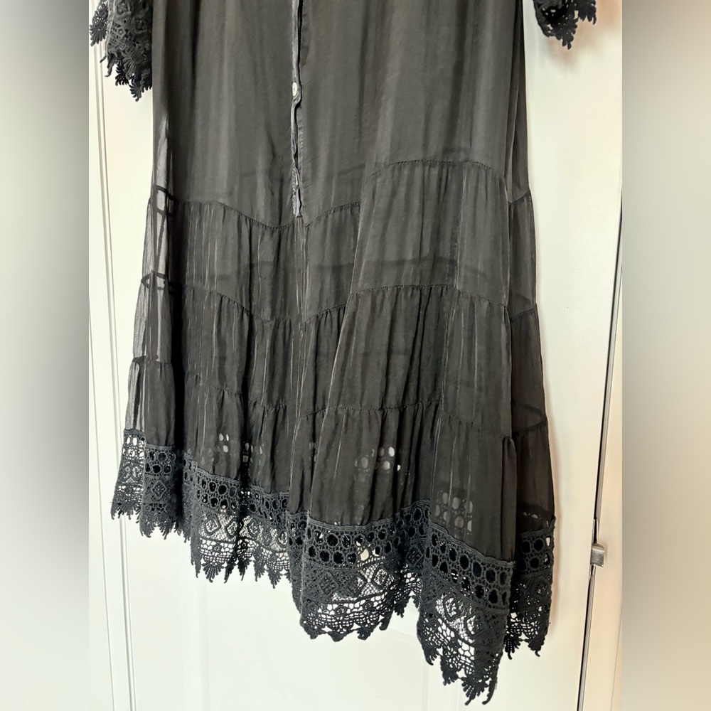 ‼️ SOLD 🛍️ 100% Silk LARA GUIDOTTI Elegant Black Lace Dress Made in Italy - Picture 10 of 14